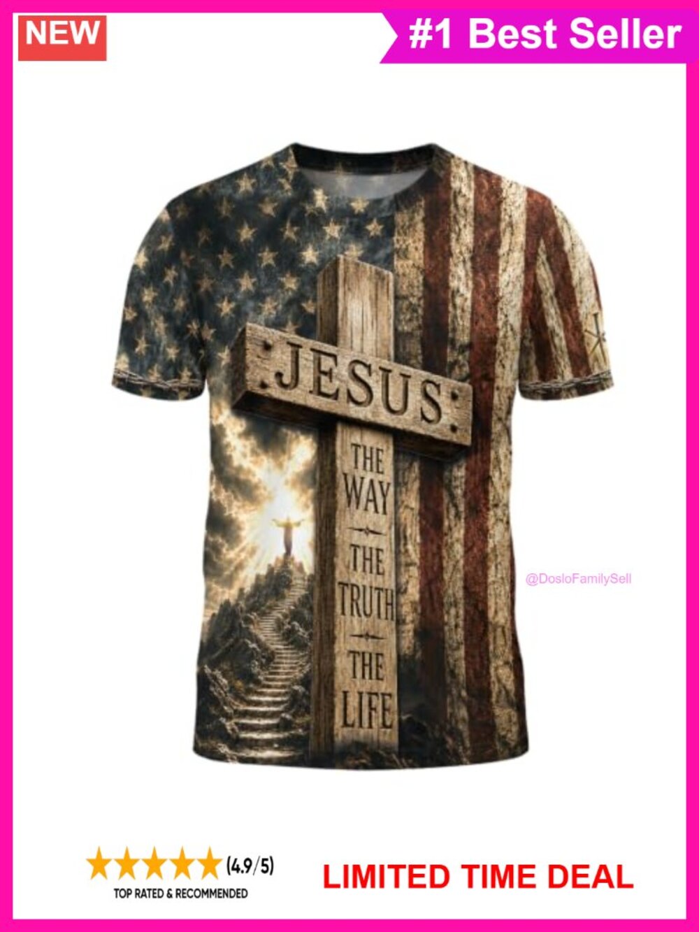 Christian Graphic T-Shirt All-Over Print Polyester Crew Neck Short Sleeve